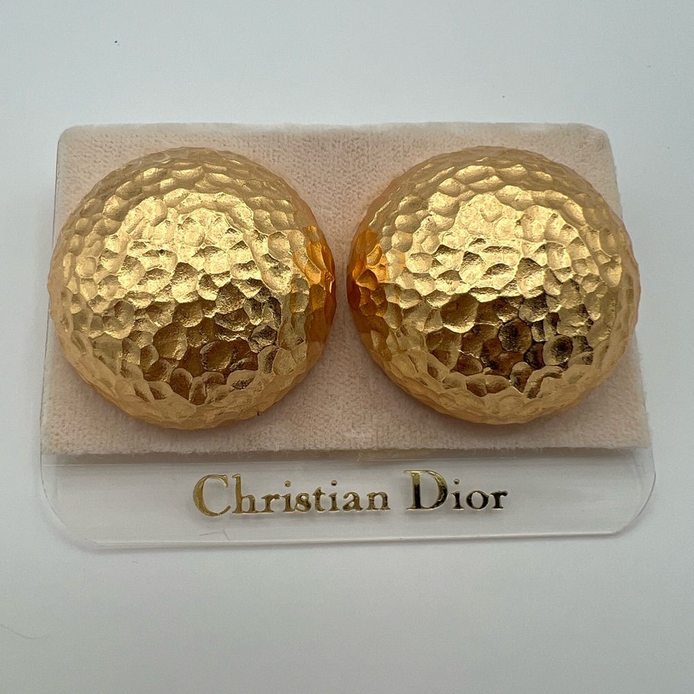 Christian Dior Large Hammered Orb Clip Earrings